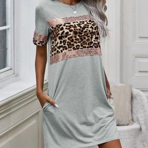 Grey Sequin Leopard Dress